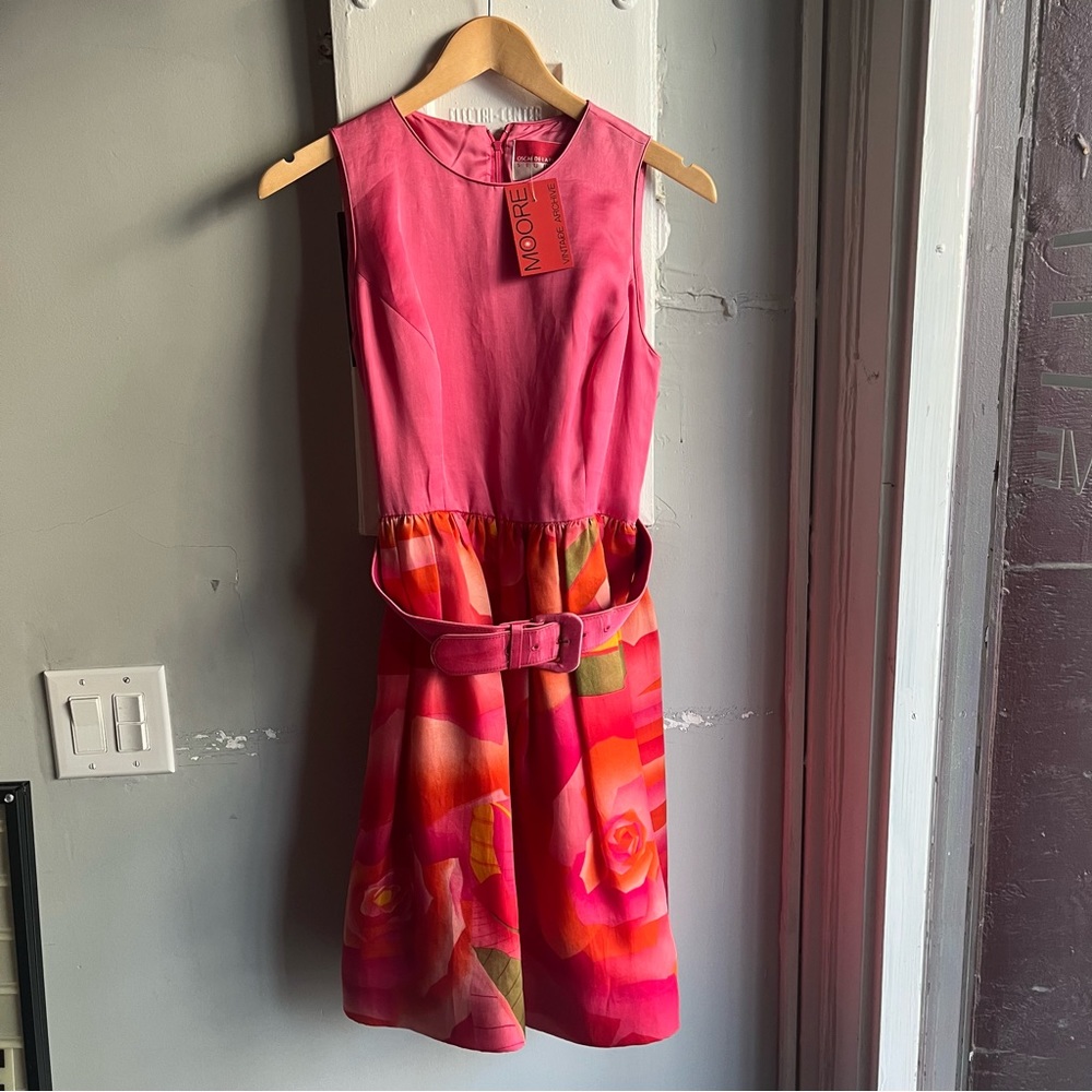 Vintage 1990s Oscar de la Renta Studio Silk Organza Printed Dress